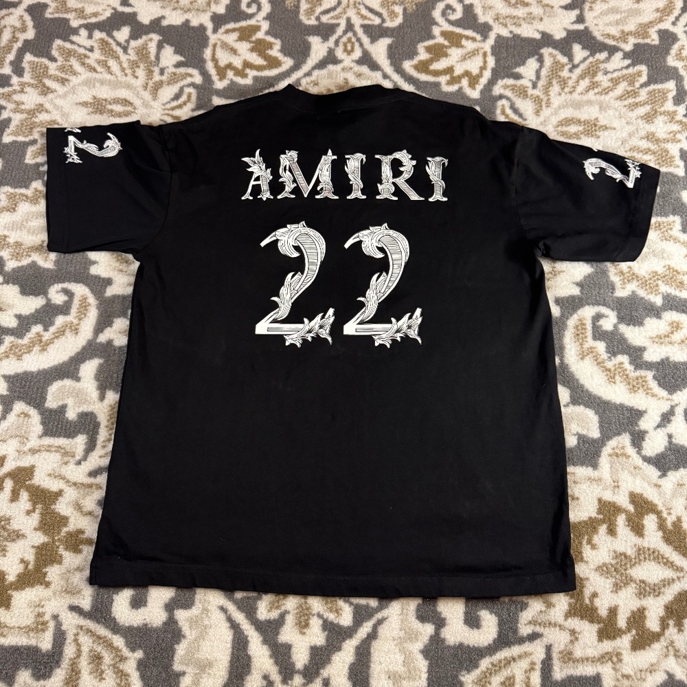 Men’s Amiri MA Baroque 22 Logo Black Tee Size Large